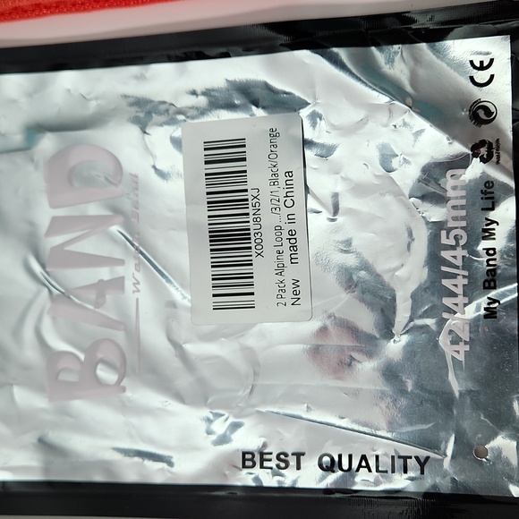 44mm lug Apple Compatible cloth hook watch bands: 1 BLACK, 1 ORANGE - Picture 12 of 13